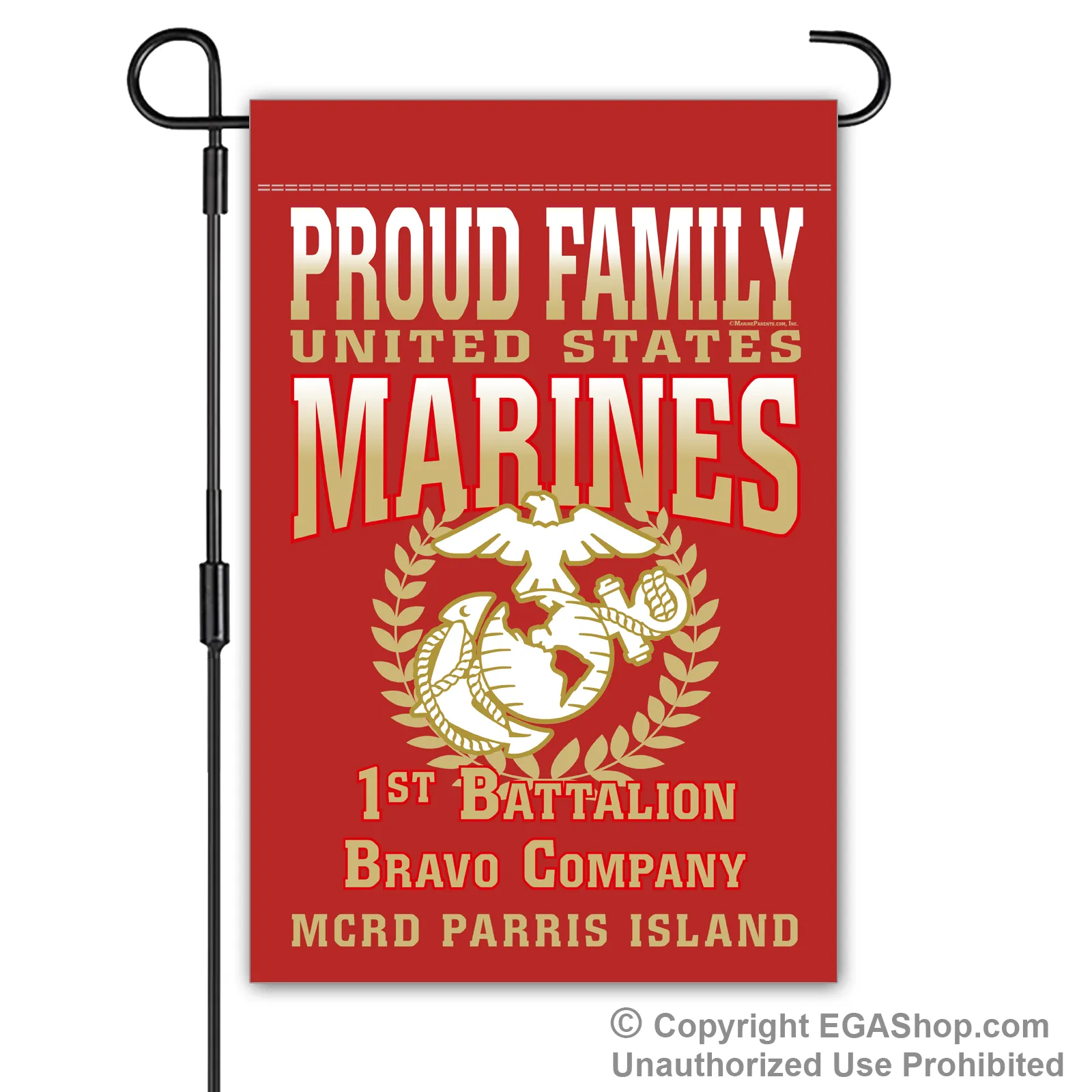 Garden Flag: Bravo Proud Family, Mom, Dad (Parris Island)
