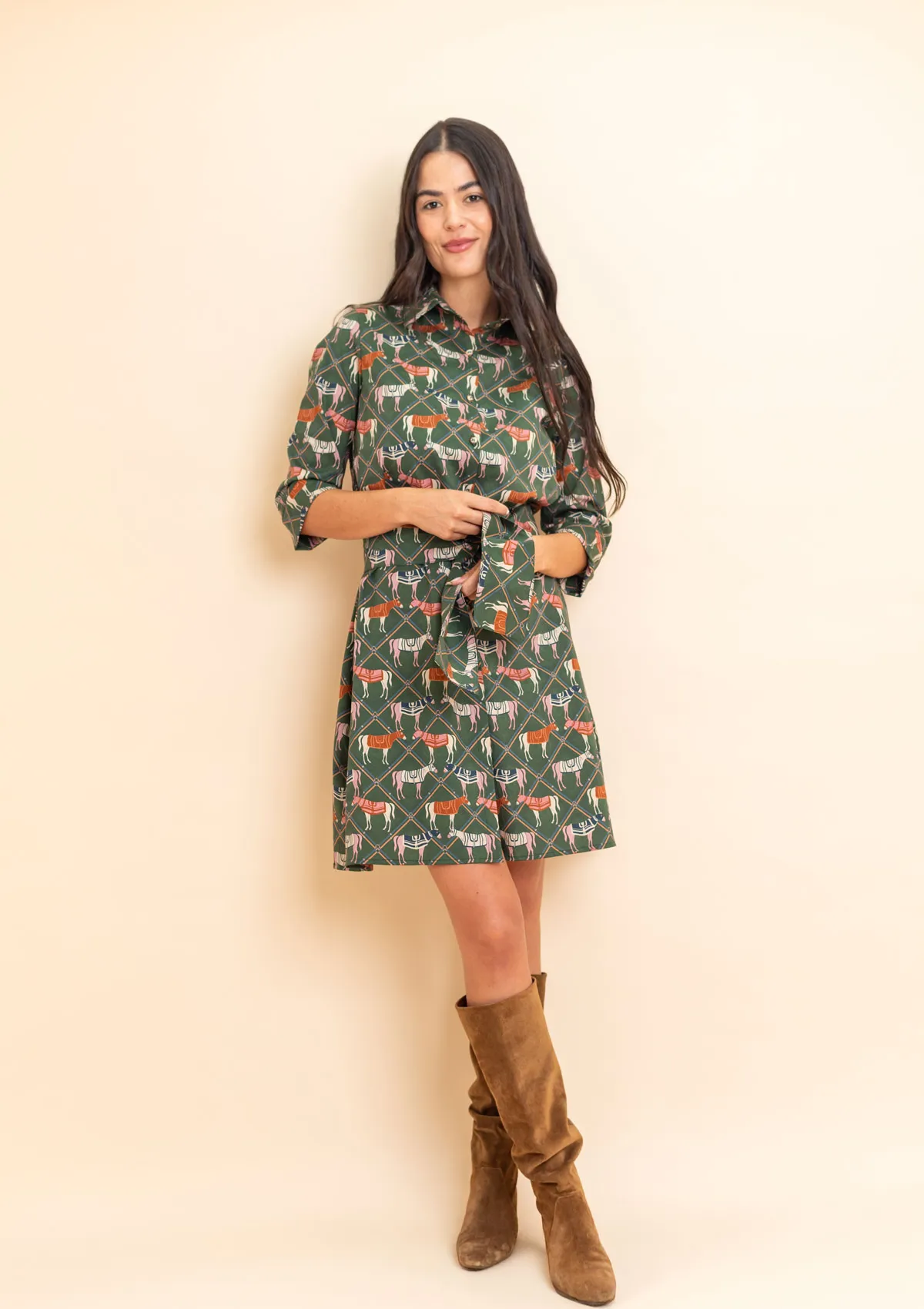 Grand Prix - Cotton Shirt Dress - Hunter Green