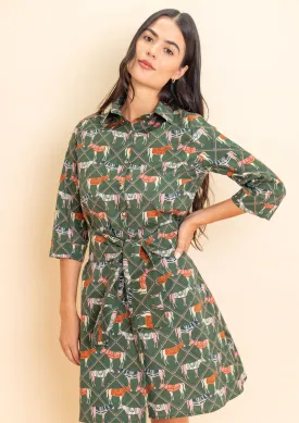 Grand Prix - Cotton Shirt Dress - Hunter Green