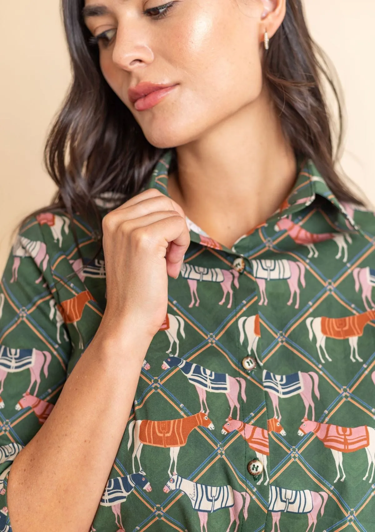 Grand Prix - Cotton Shirt Dress - Hunter Green