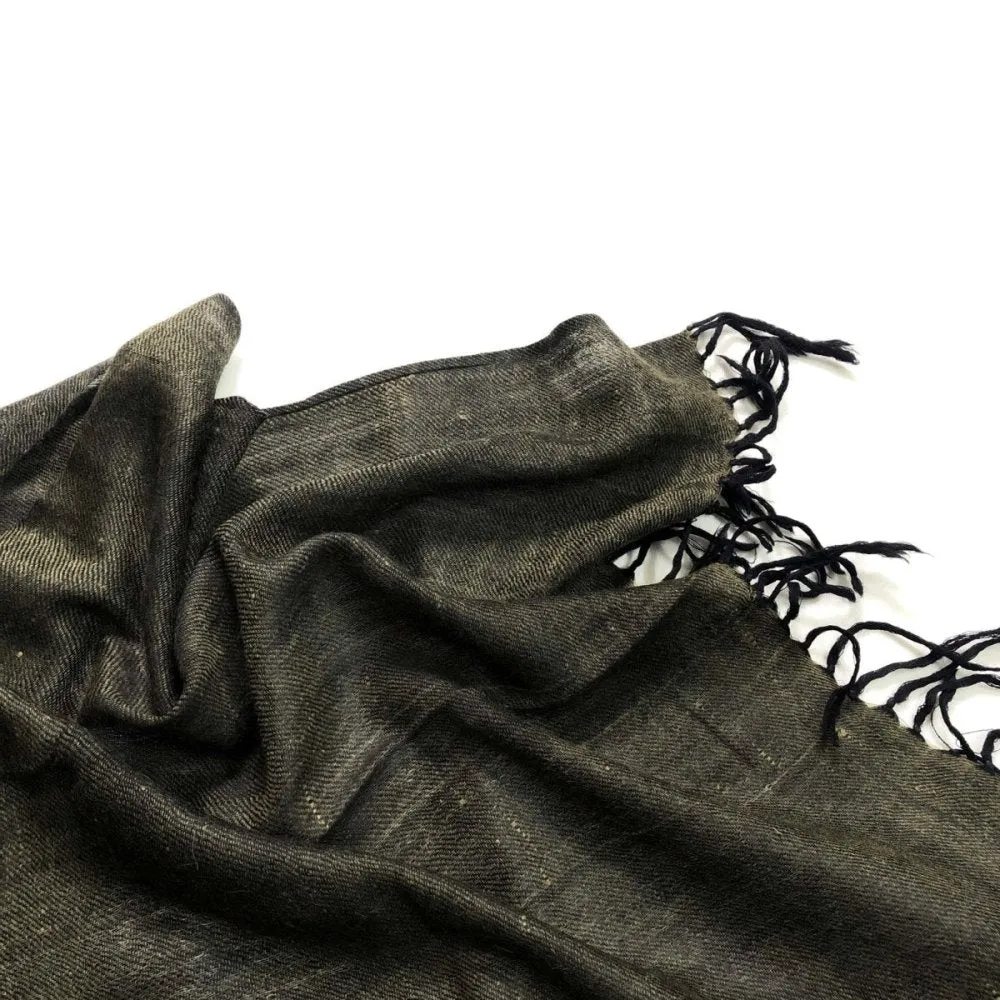 Green and Black Silk and Merino Wool Shawl