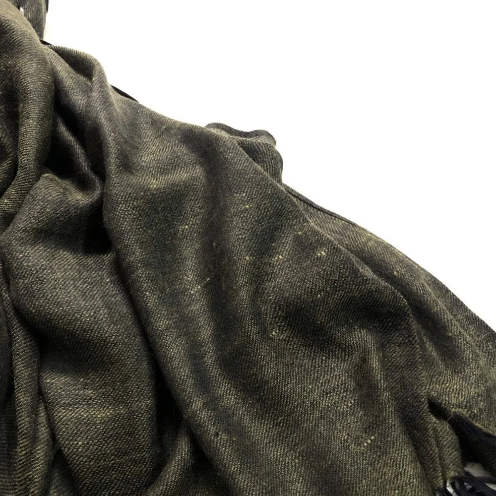 Green and Black Silk and Merino Wool Shawl