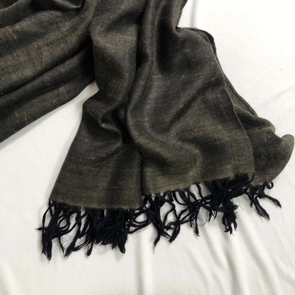 Green and Black Silk and Merino Wool Shawl