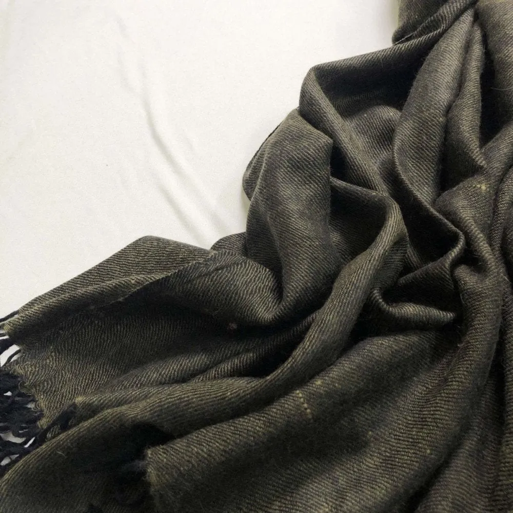Green and Black Silk and Merino Wool Shawl