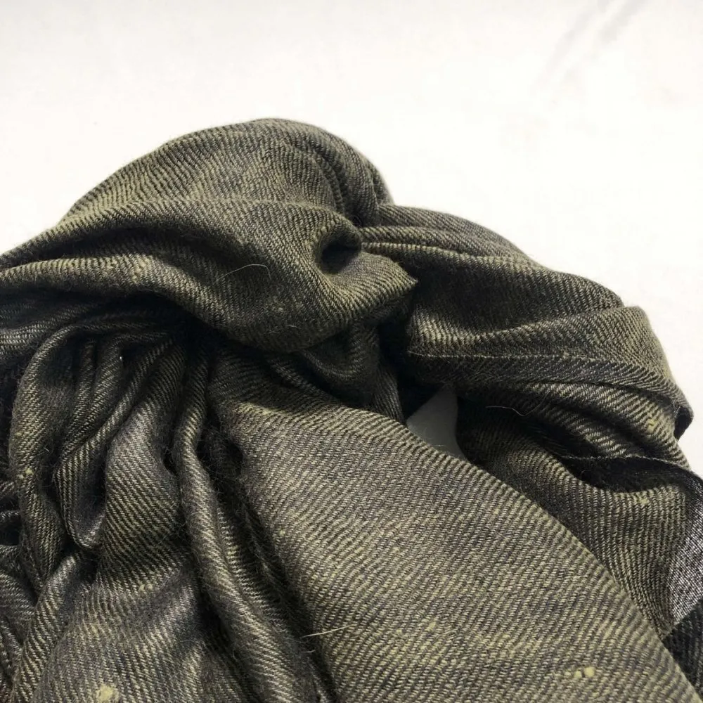 Green and Black Silk and Merino Wool Shawl