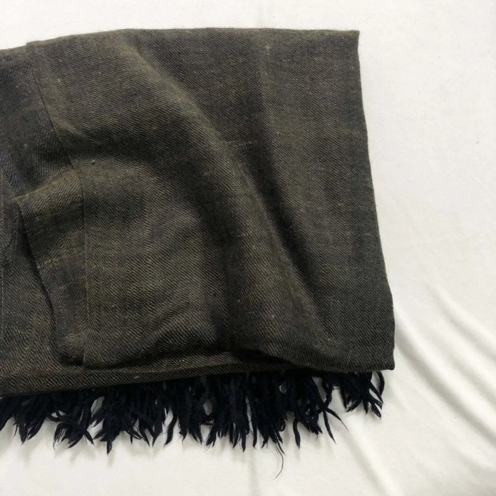 Green and Black Silk and Merino Wool Shawl
