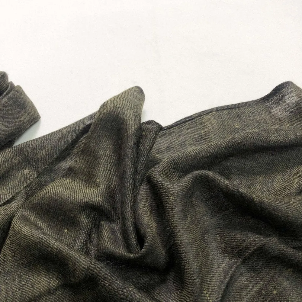 Green and Black Silk and Merino Wool Shawl