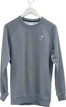 gymshark Grey Long Line Embroidered Logo Sweater UK S