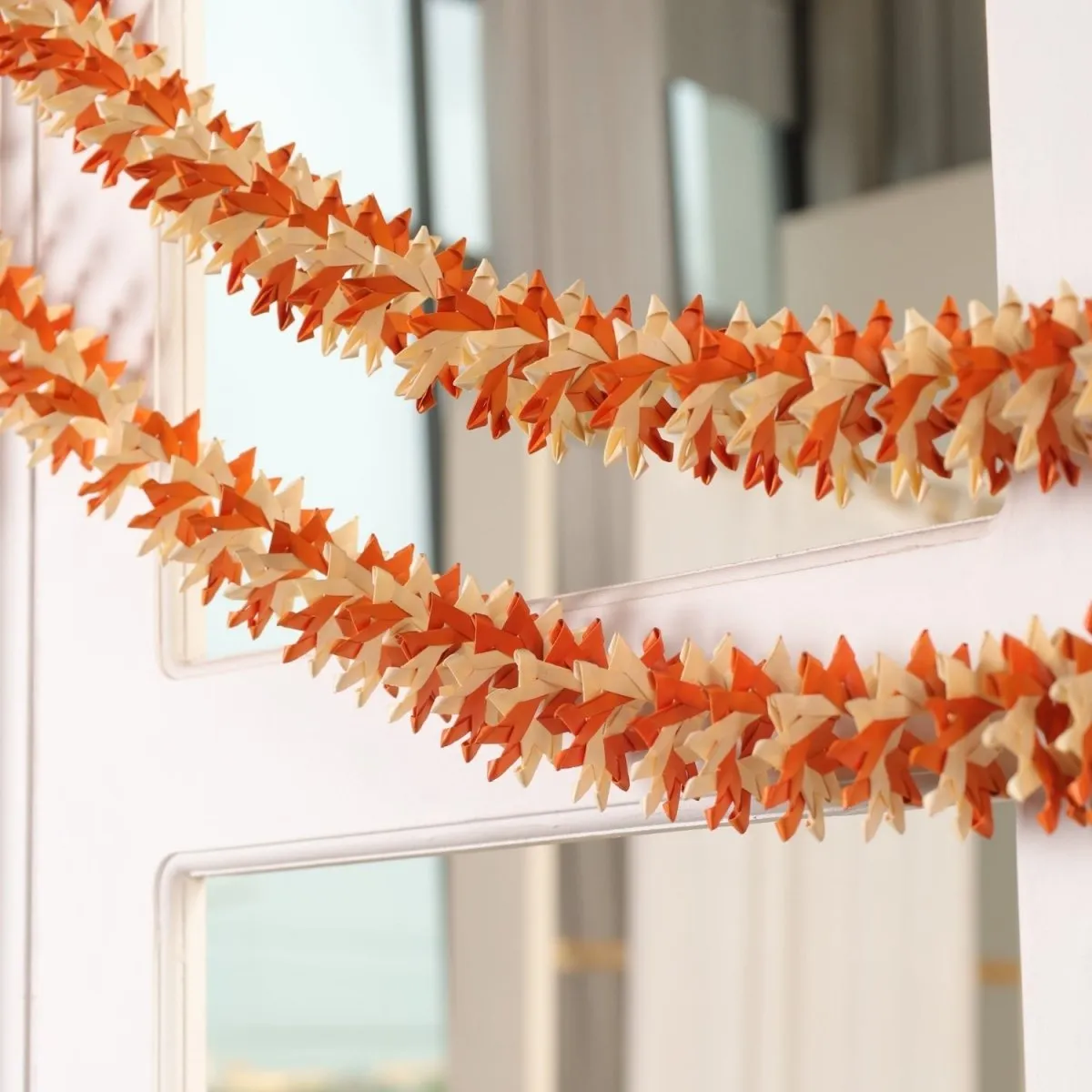Handmade Cotton Fabric Toran, Engraved Diyas (2 pcs) with Off-white & orange festive door hangings (2pcs) Combo Set | Festive Decor Item | Handmade in India