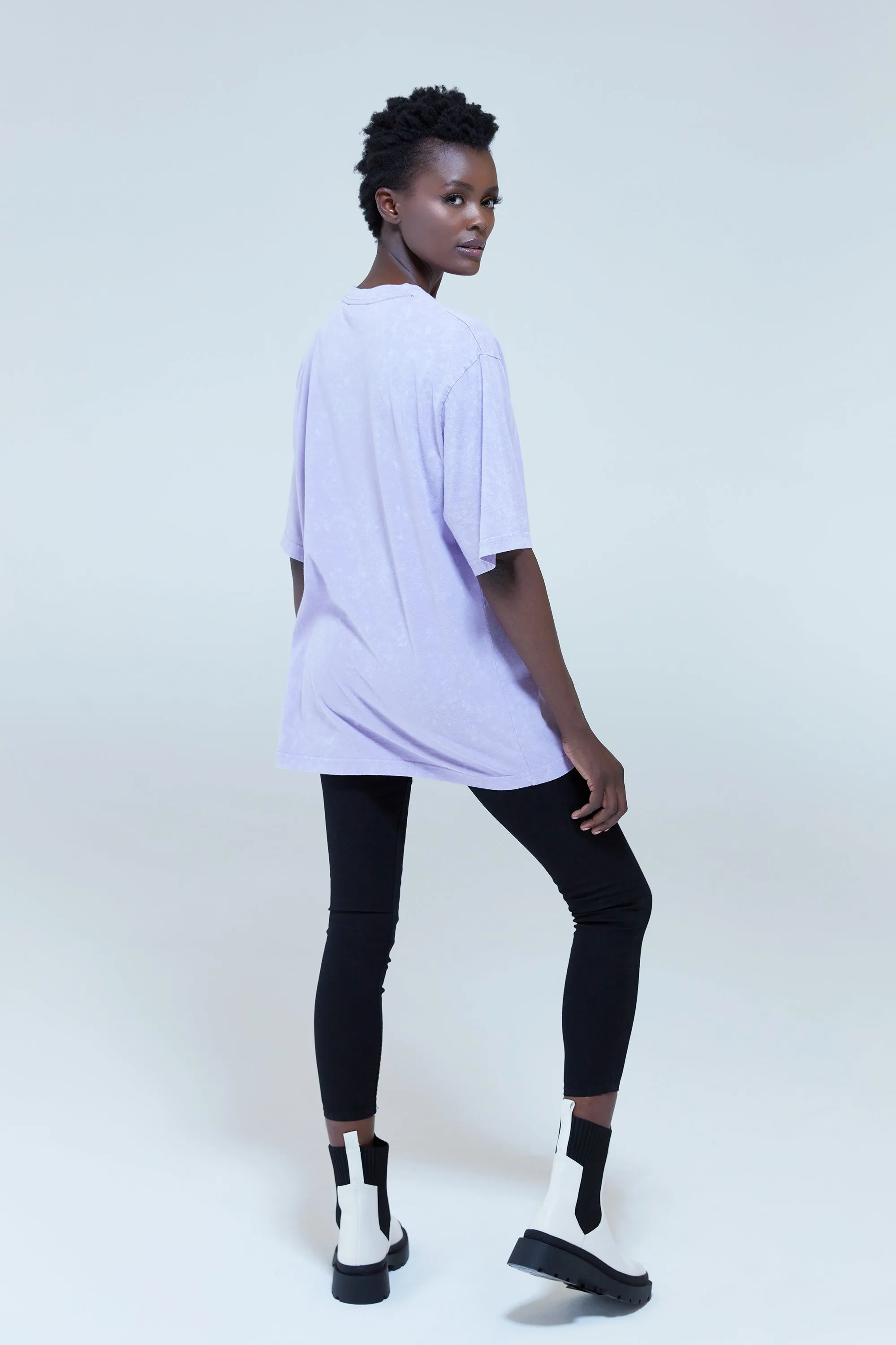 House Of Holland Acid Wash Oversized T-Shirt In Lilac