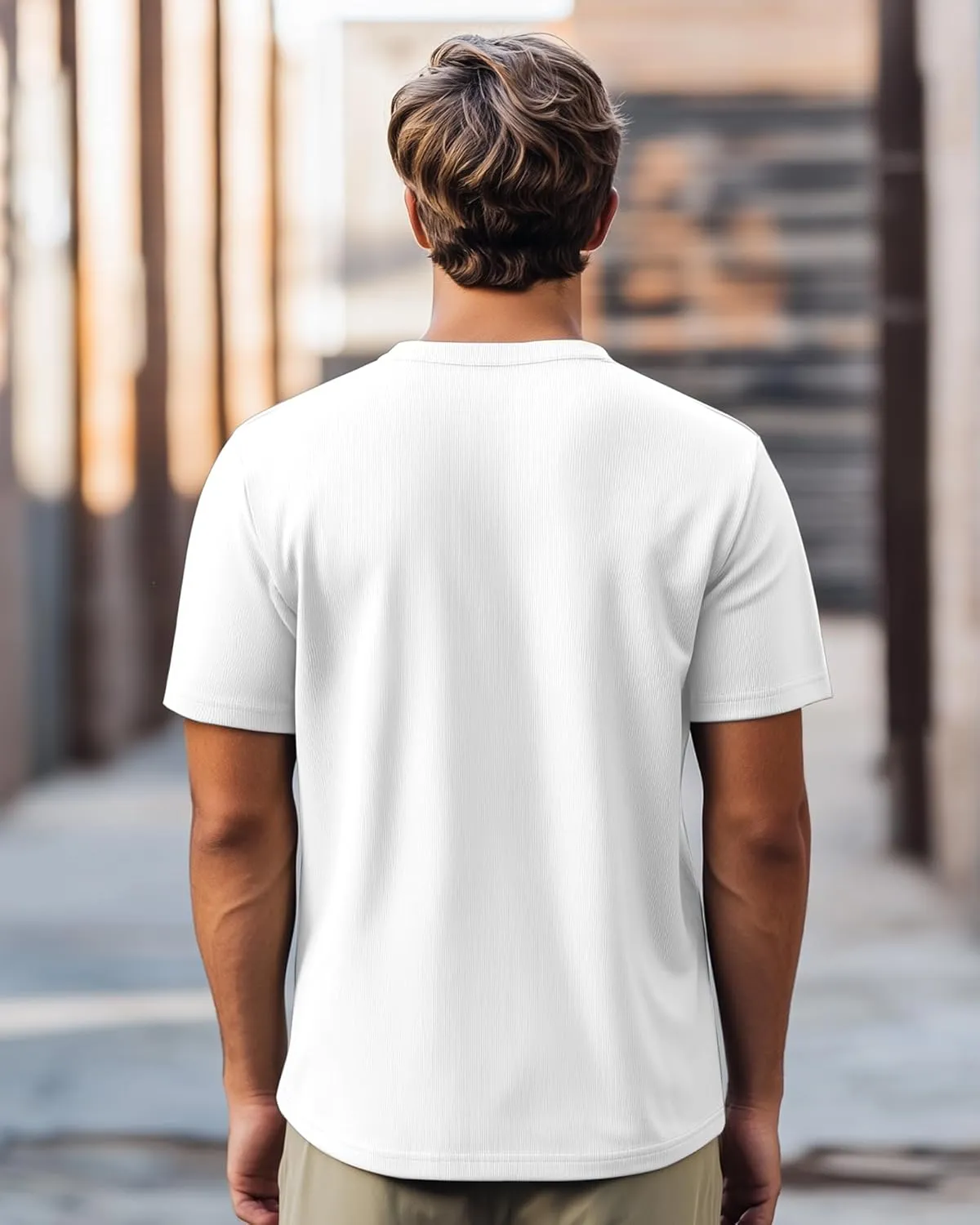 Huukeay 3 Pack Men's T-Shirts Crewneck Short Sleeve Shirts Ribbed Knit Tees Dressy Casual Tops