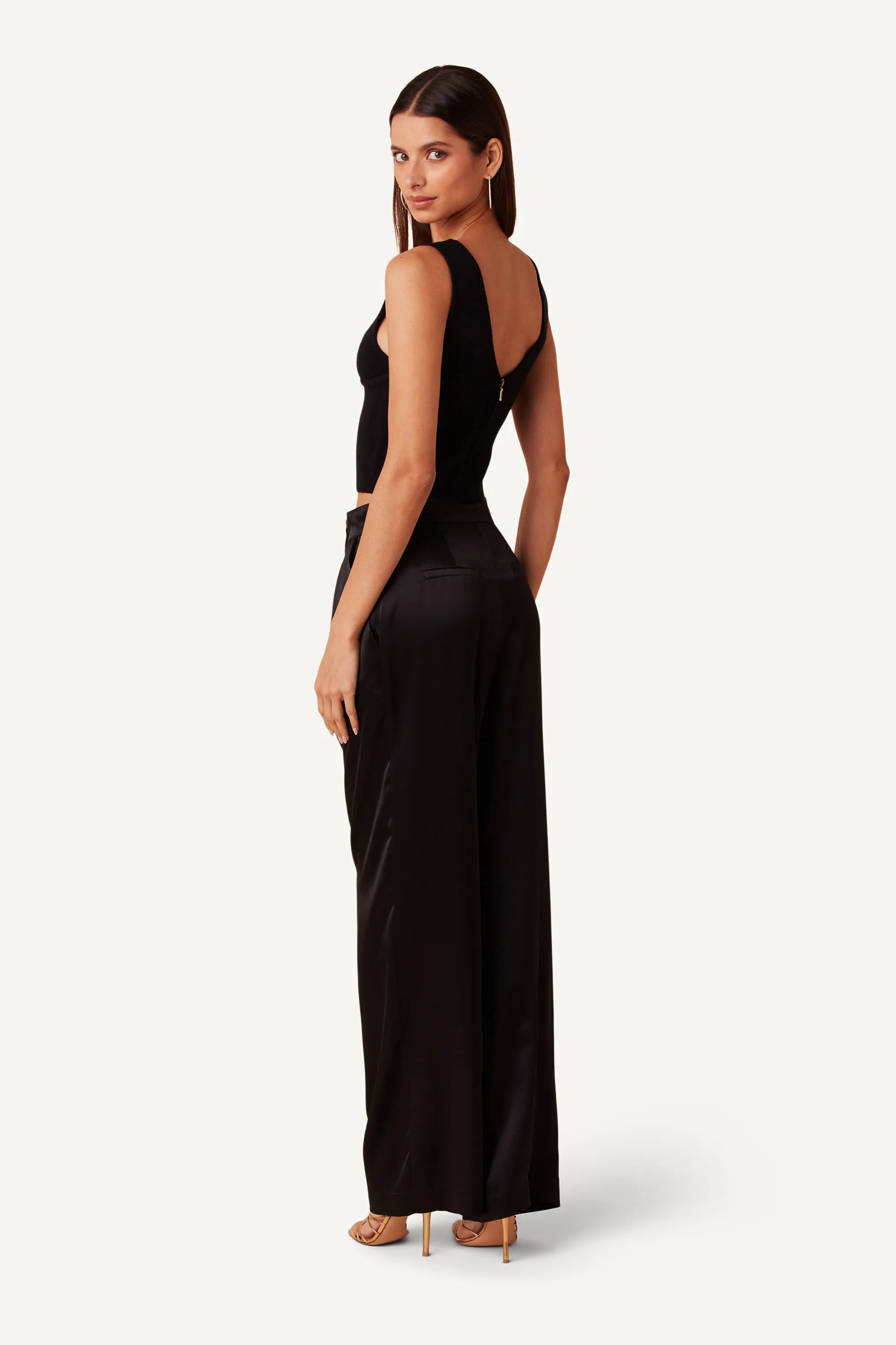 IRIDIAN KNIT CORSET TOP  | BLACK