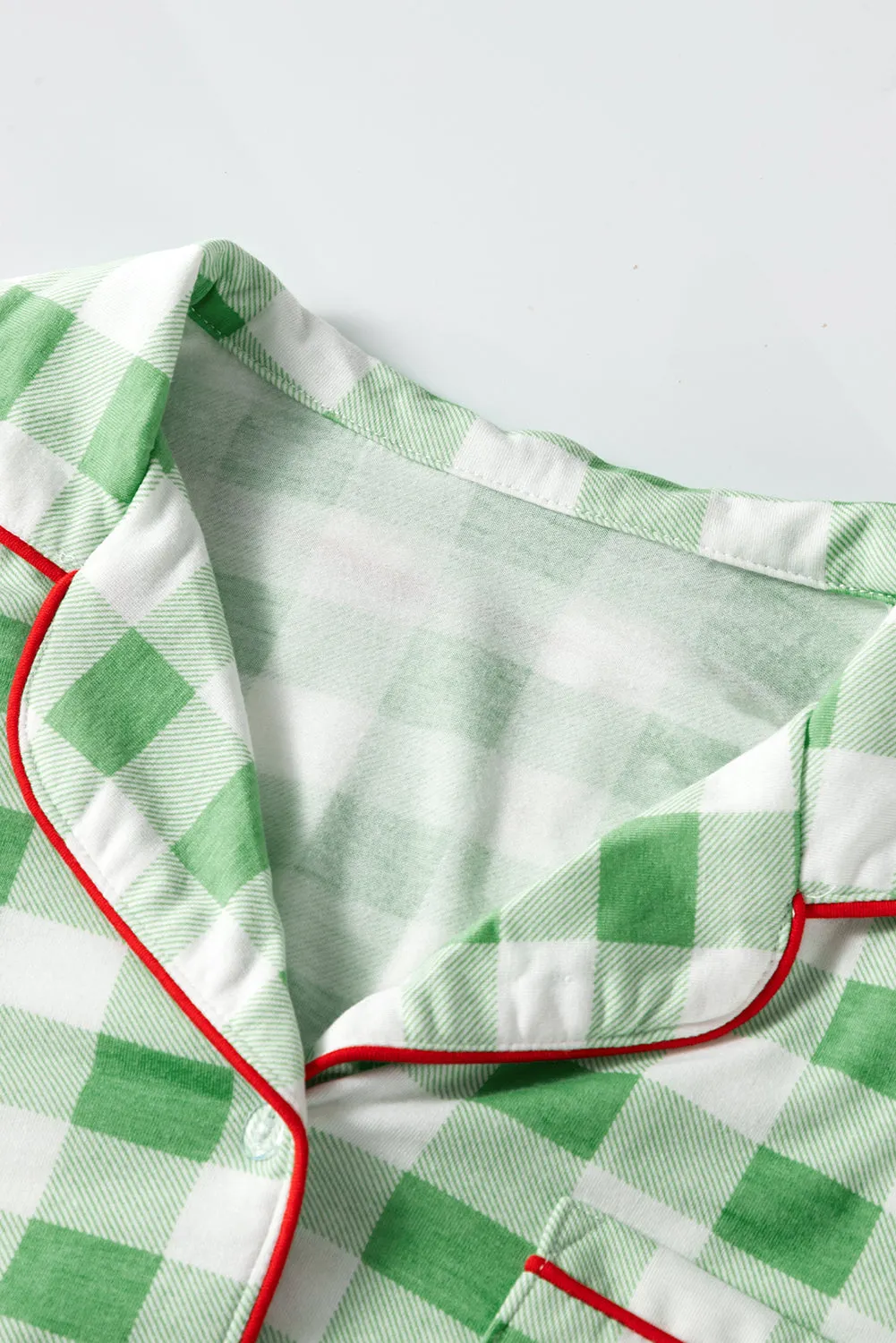kesley christmas Plaid Collared Neck Long Sleeve Top and Pants Set pajama set