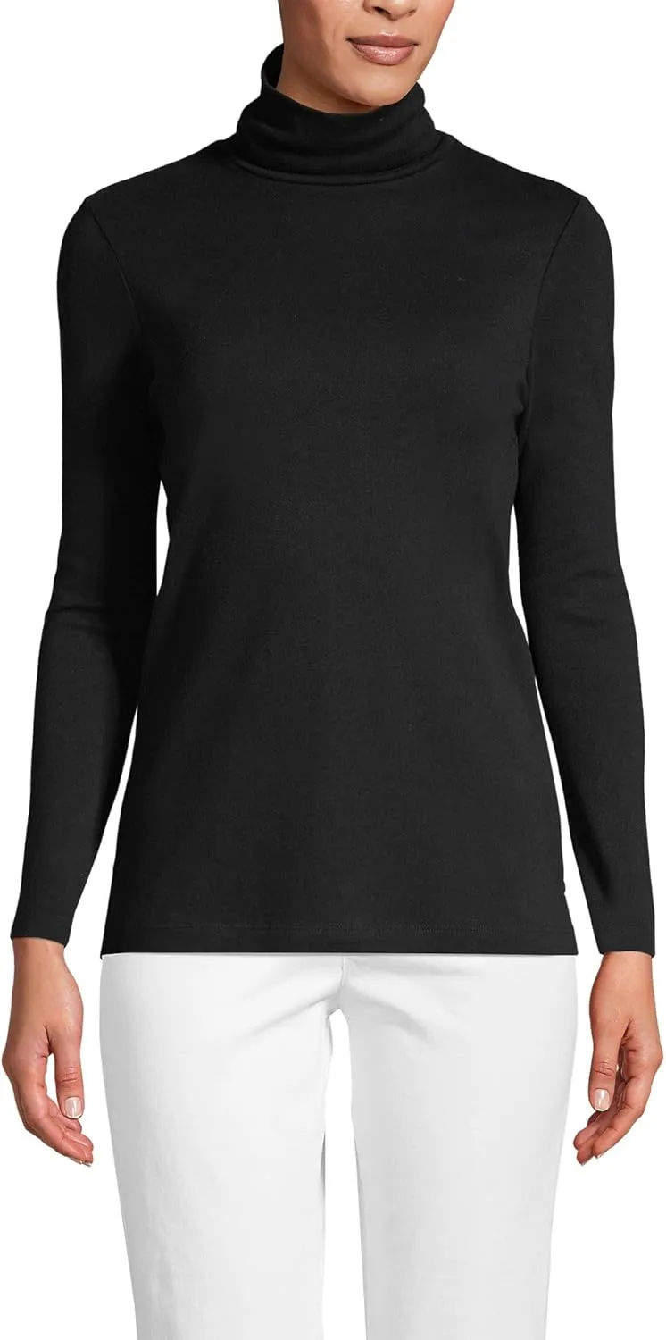 Lands' End Women's American-Grown Supima Cotton Fitted Long Sleeve Turtleneck