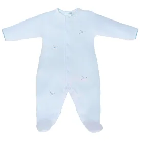 Lightblue Bubble Stars Embroidery Footie | Baby Boy