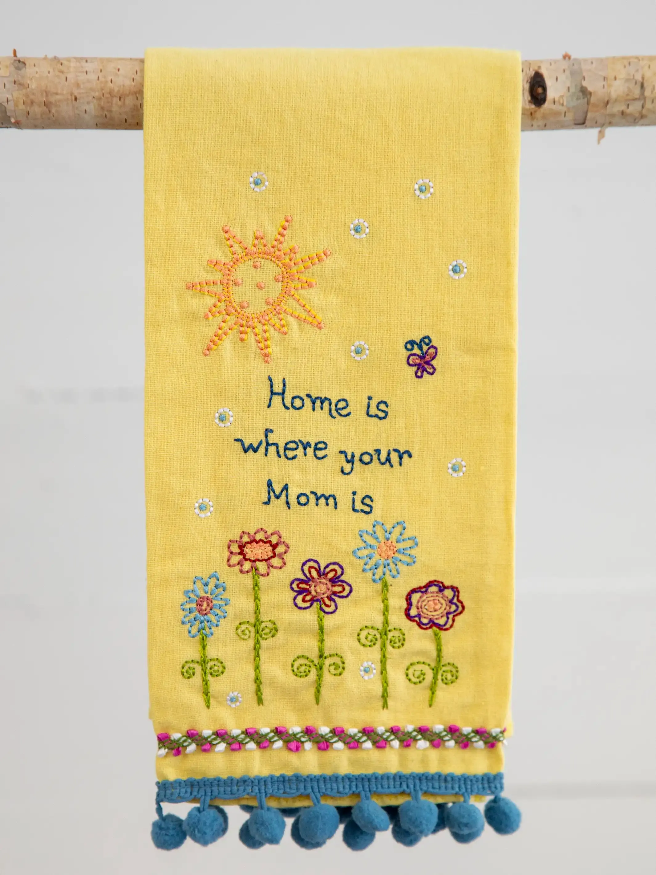 Linen Embroidered Hand Towel - Mom