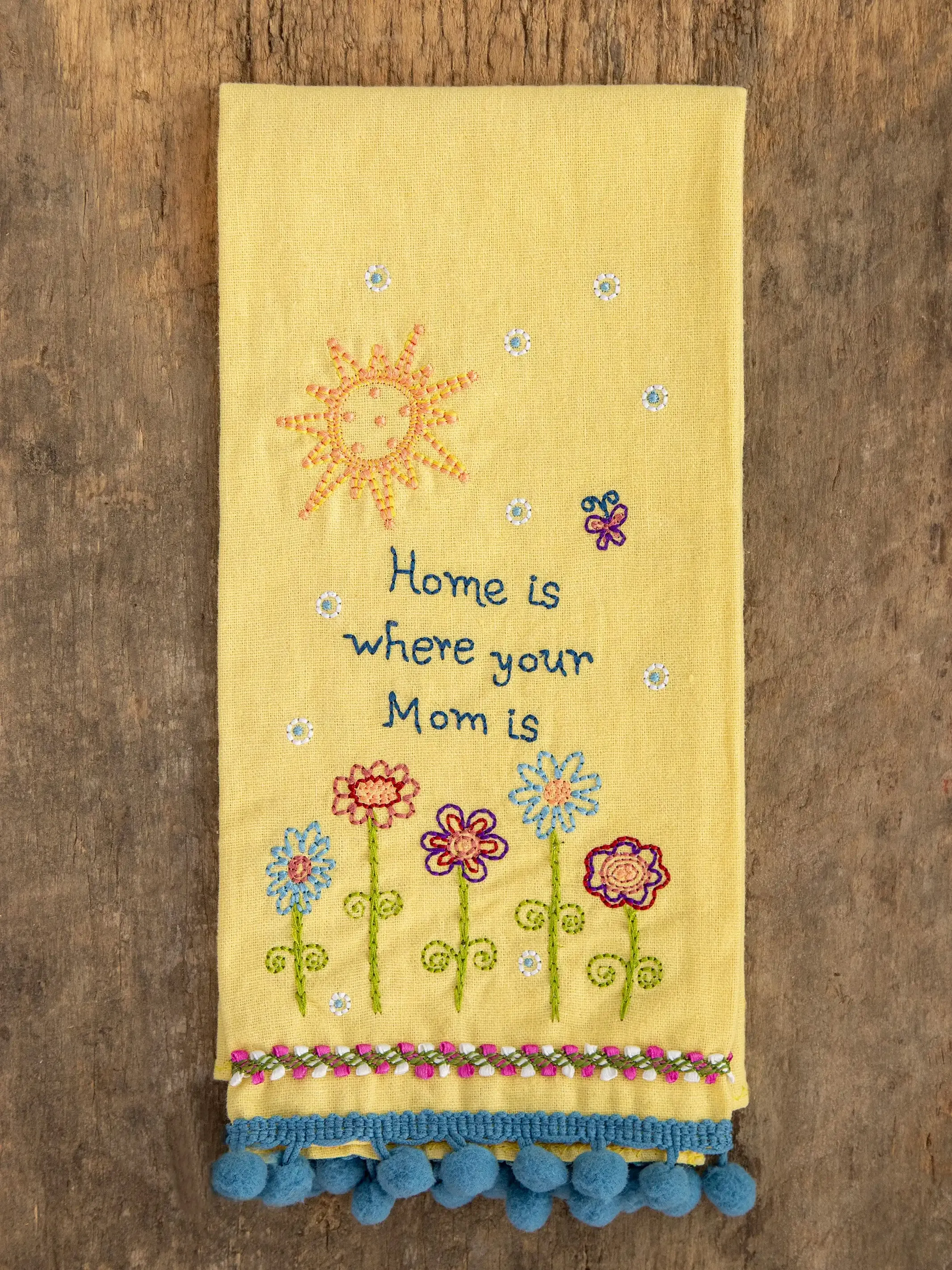 Linen Embroidered Hand Towel - Mom