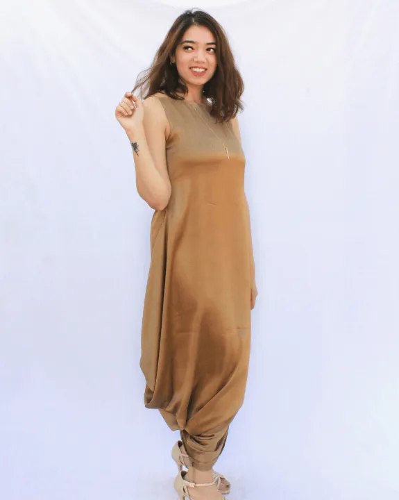 Luxe Champagne Gold Cowl Dress