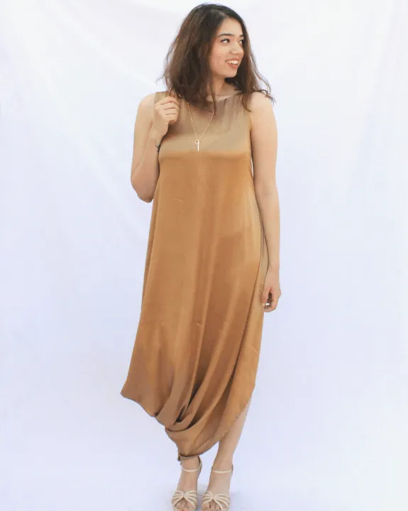 Luxe Champagne Gold Cowl Dress