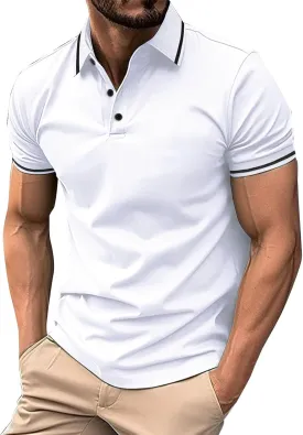 Men's Button Down Knit Polo Shirt Vintage Solid Color Sweater Polo Lightweight Hollow Out Summer Top for Casual S-3XL