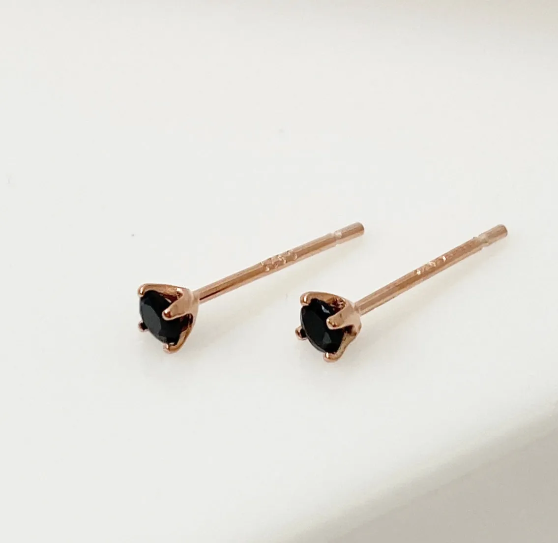 Mia Black Zirconia Stud Earrings - Rose Gold