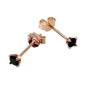 Mia Black Zirconia Stud Earrings - Rose Gold