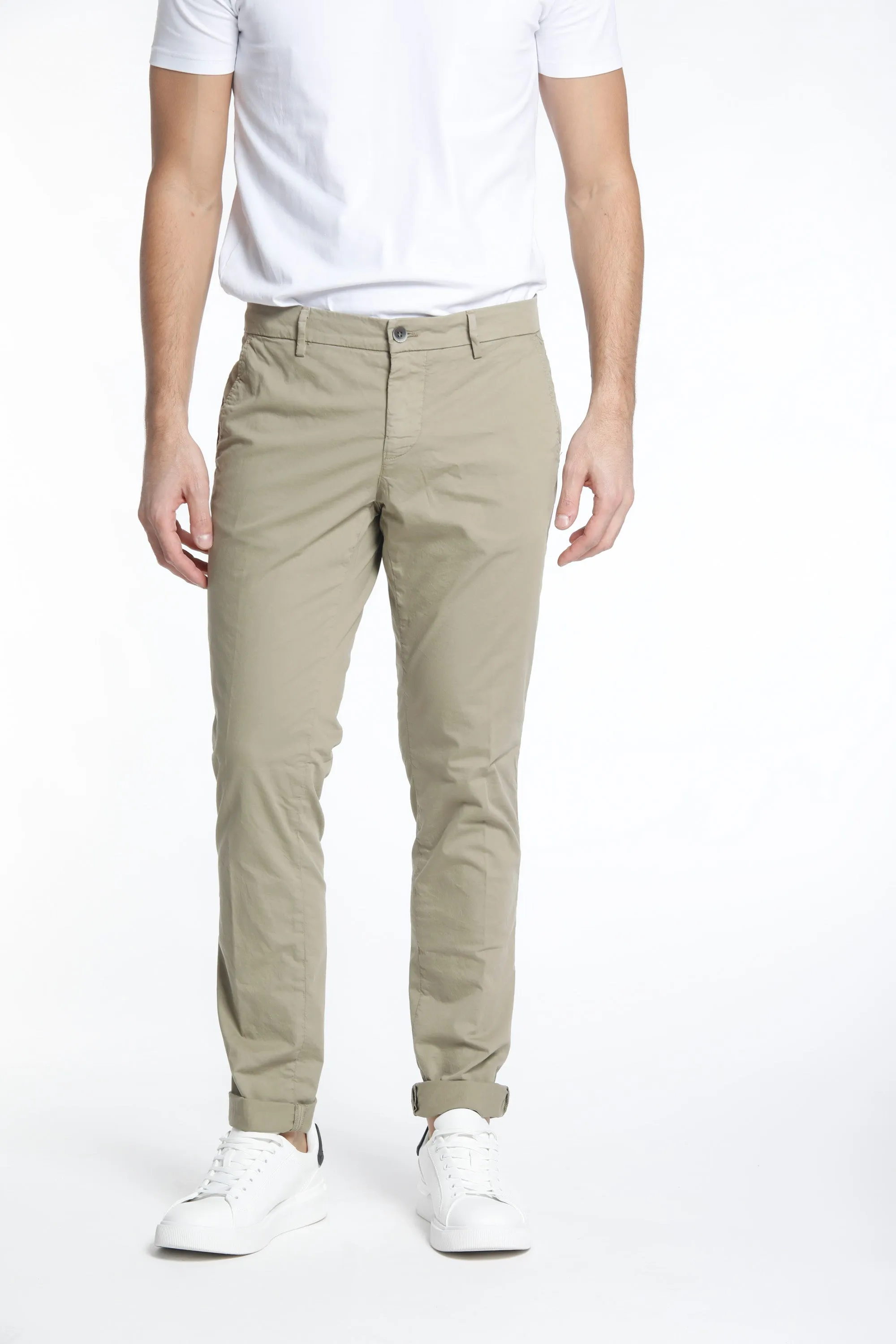 Milano Style pantalone chino uomo in gabardina stretch extra slim fit ①