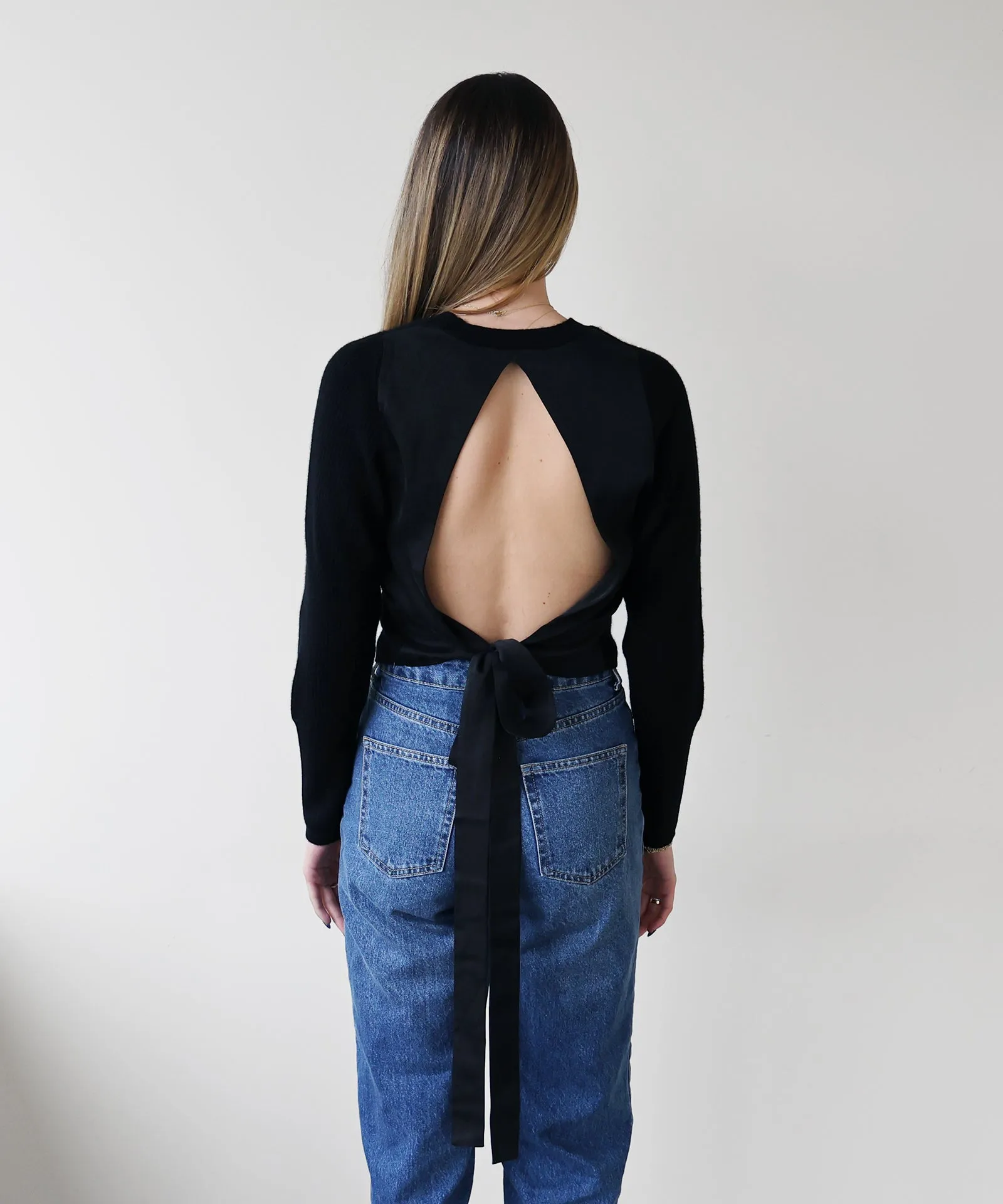 Mixed Media Tie Back Top