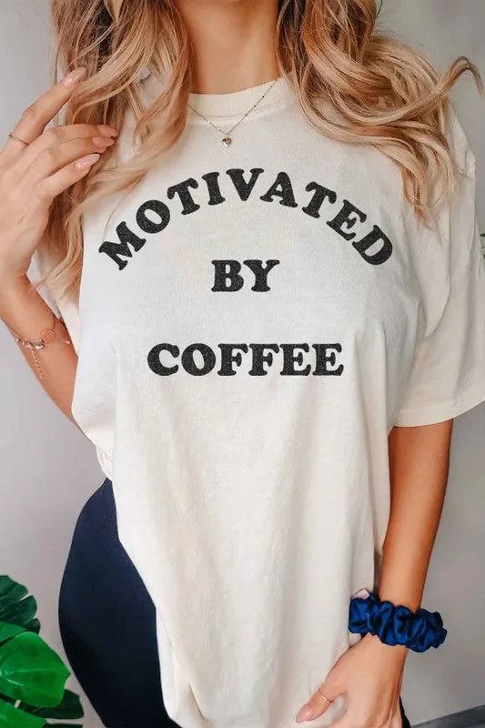 Motivated by Coffee Oversized Graphic Tee