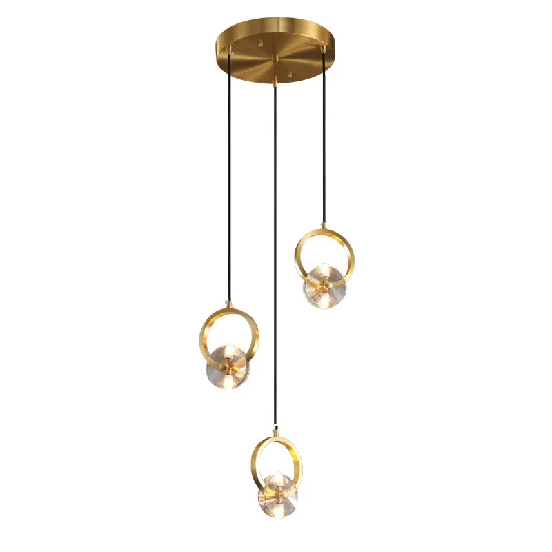Nordic Style Lighting Copper Crystal Bedside Chandelier