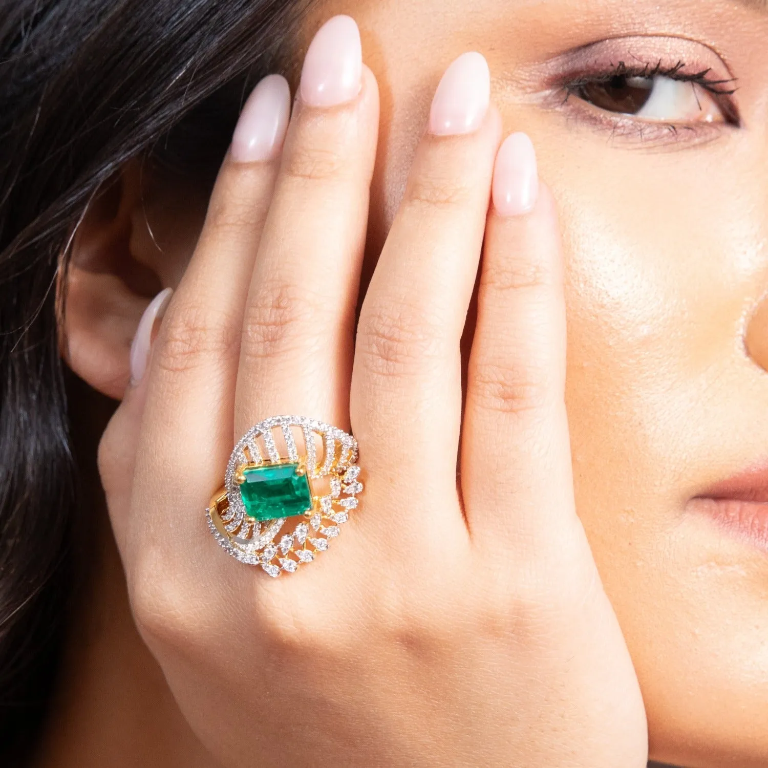 Orchid Essence CZ Silver Cocktail Ring