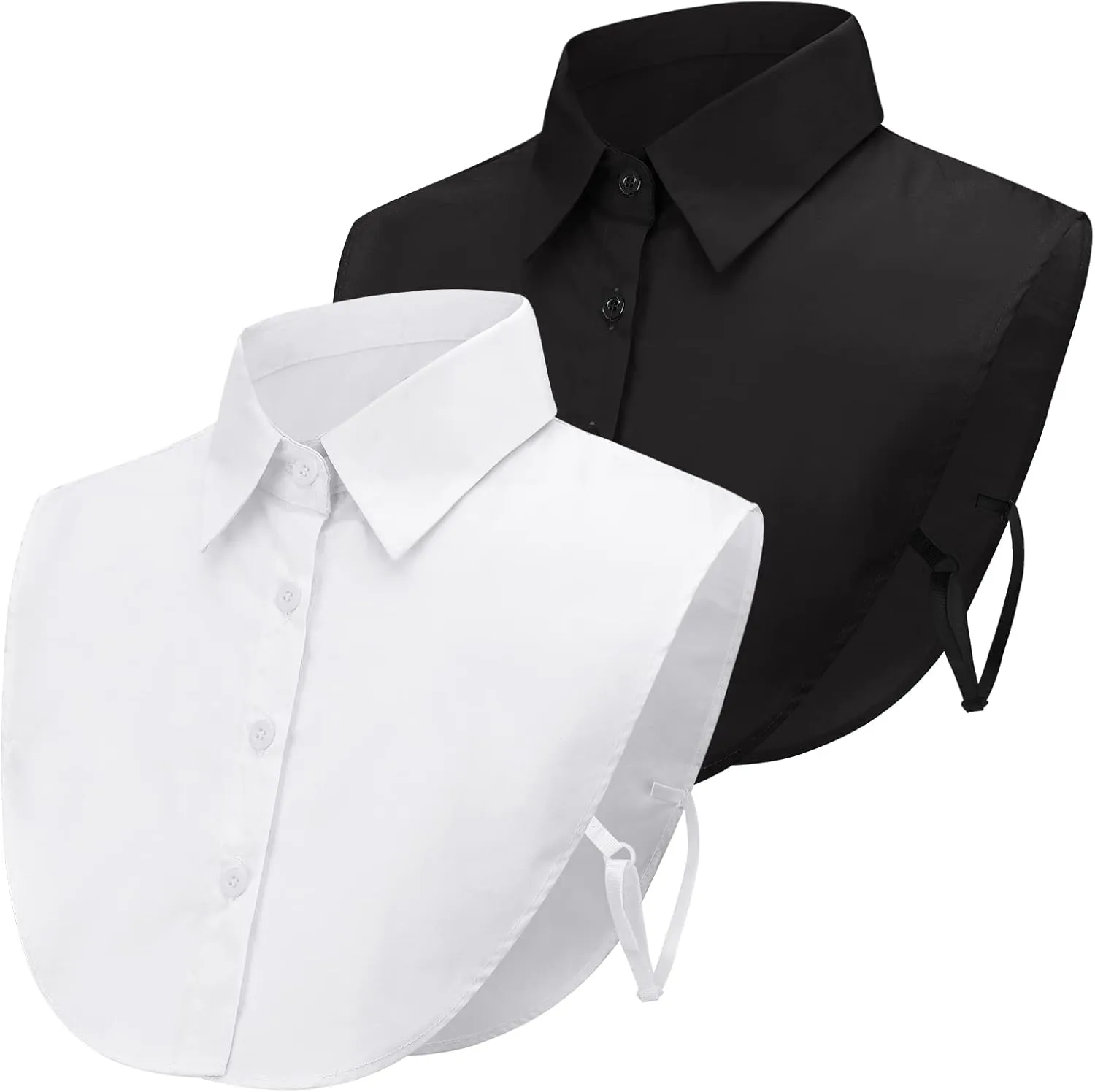 PHOGARY 2 Pieces Fake Collar Detachable Dickey Collar for Women, Detachable Pointed Collar Classic Fake Doll Shirt Blouse Collared Shirt Attachment Undershirts for Girls, One Size (White/Black)