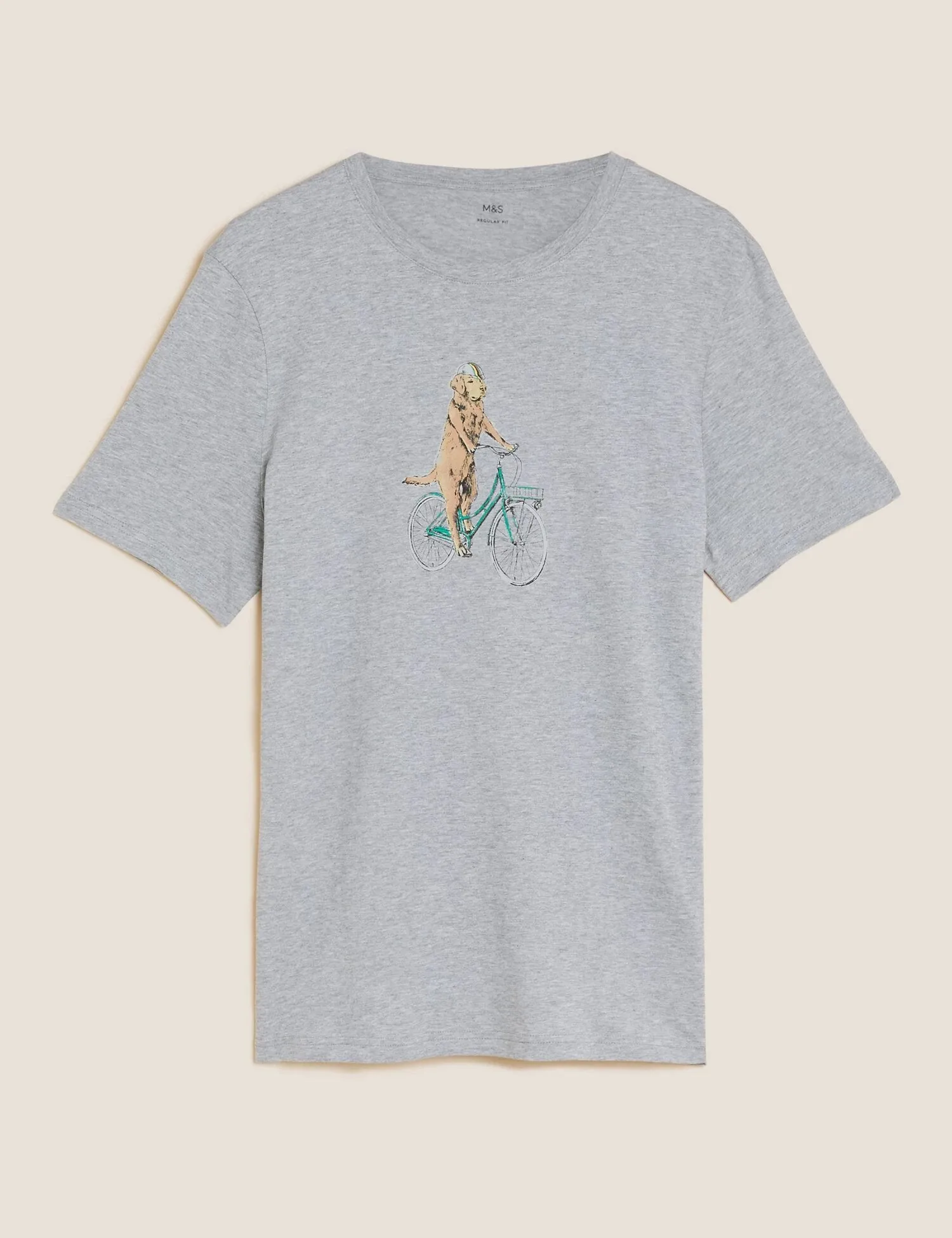 Pure Cotton Dog On Bike Graphic T-Shirt