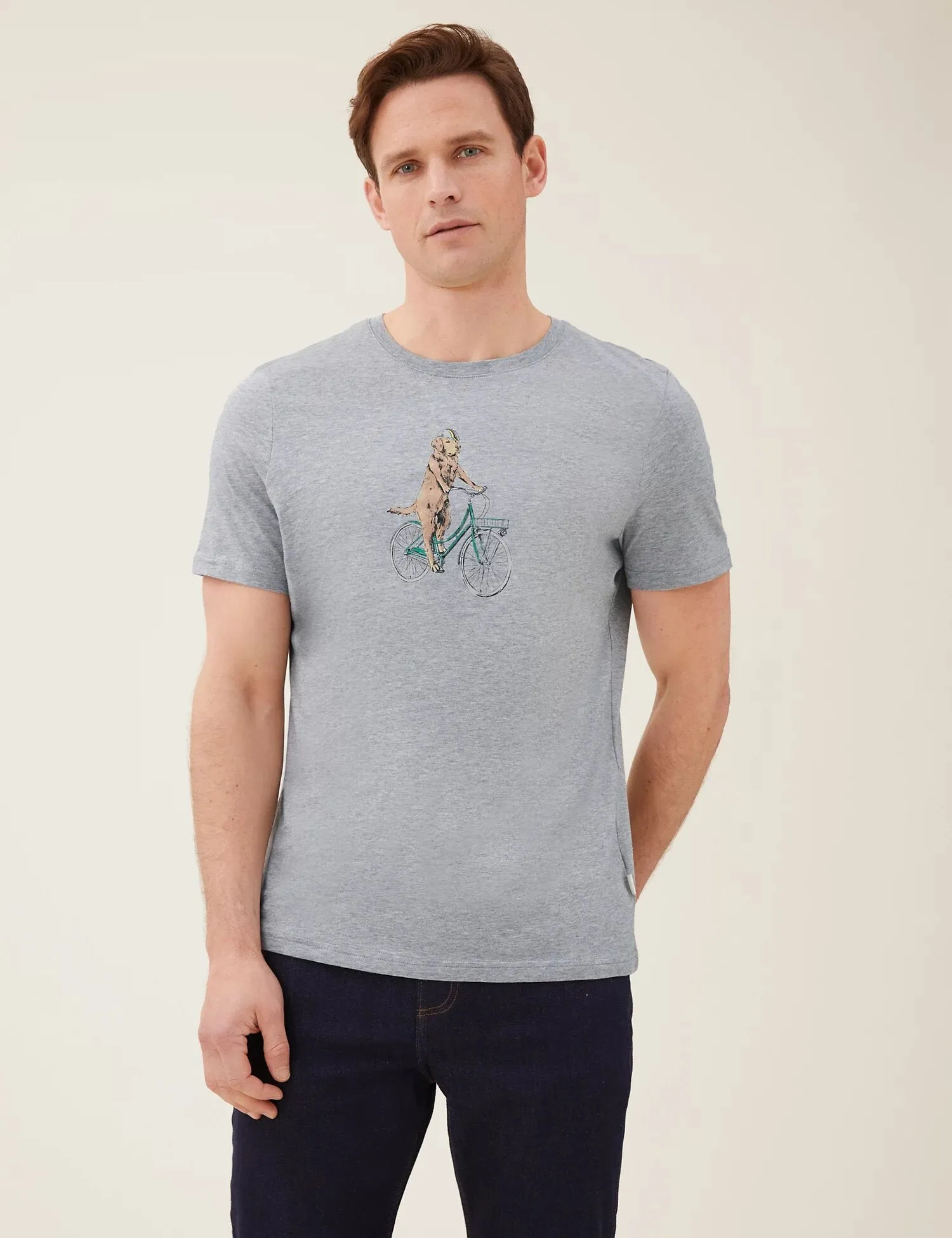 Pure Cotton Dog On Bike Graphic T-Shirt