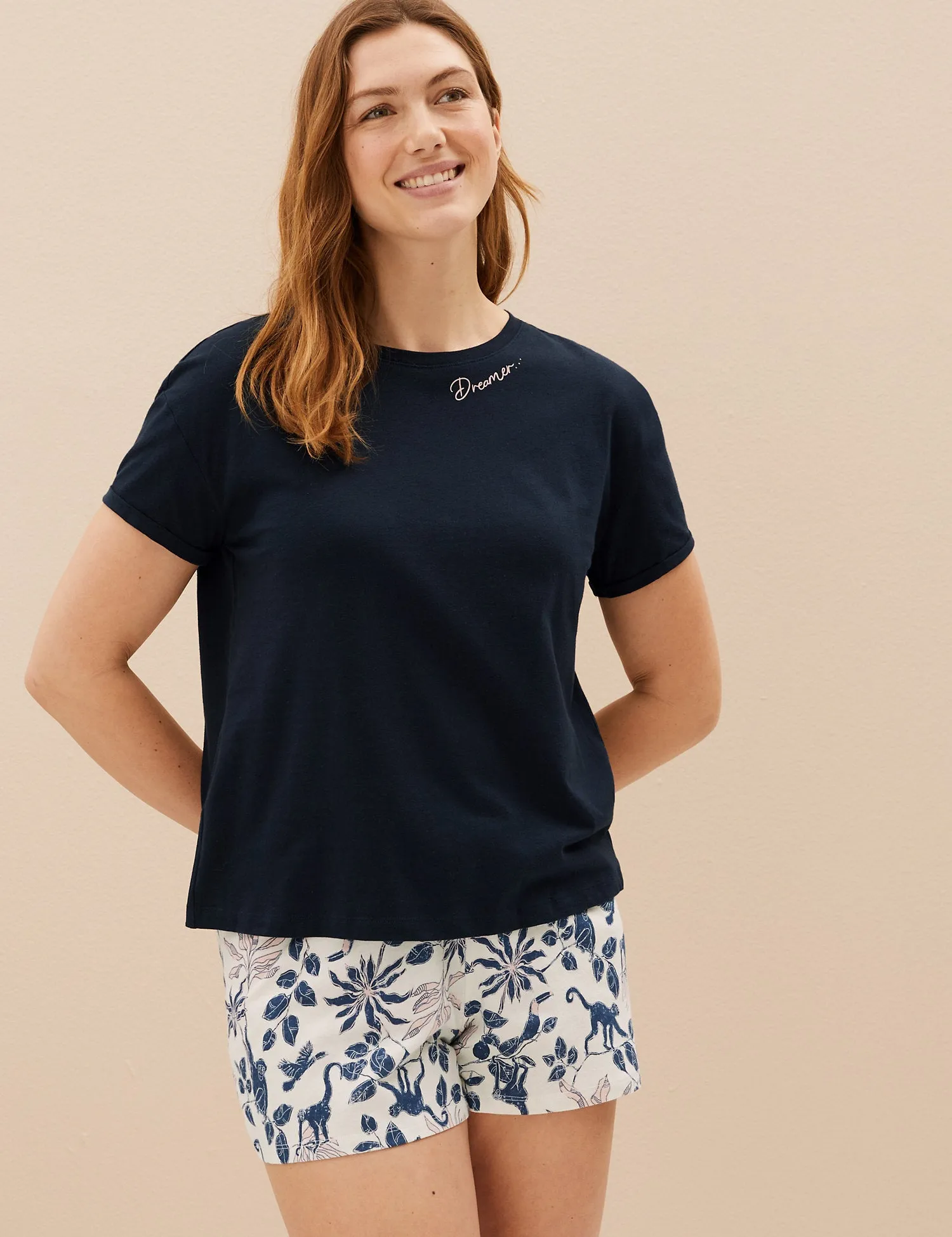 Pure Cotton Floral Shortie Pyjama Set