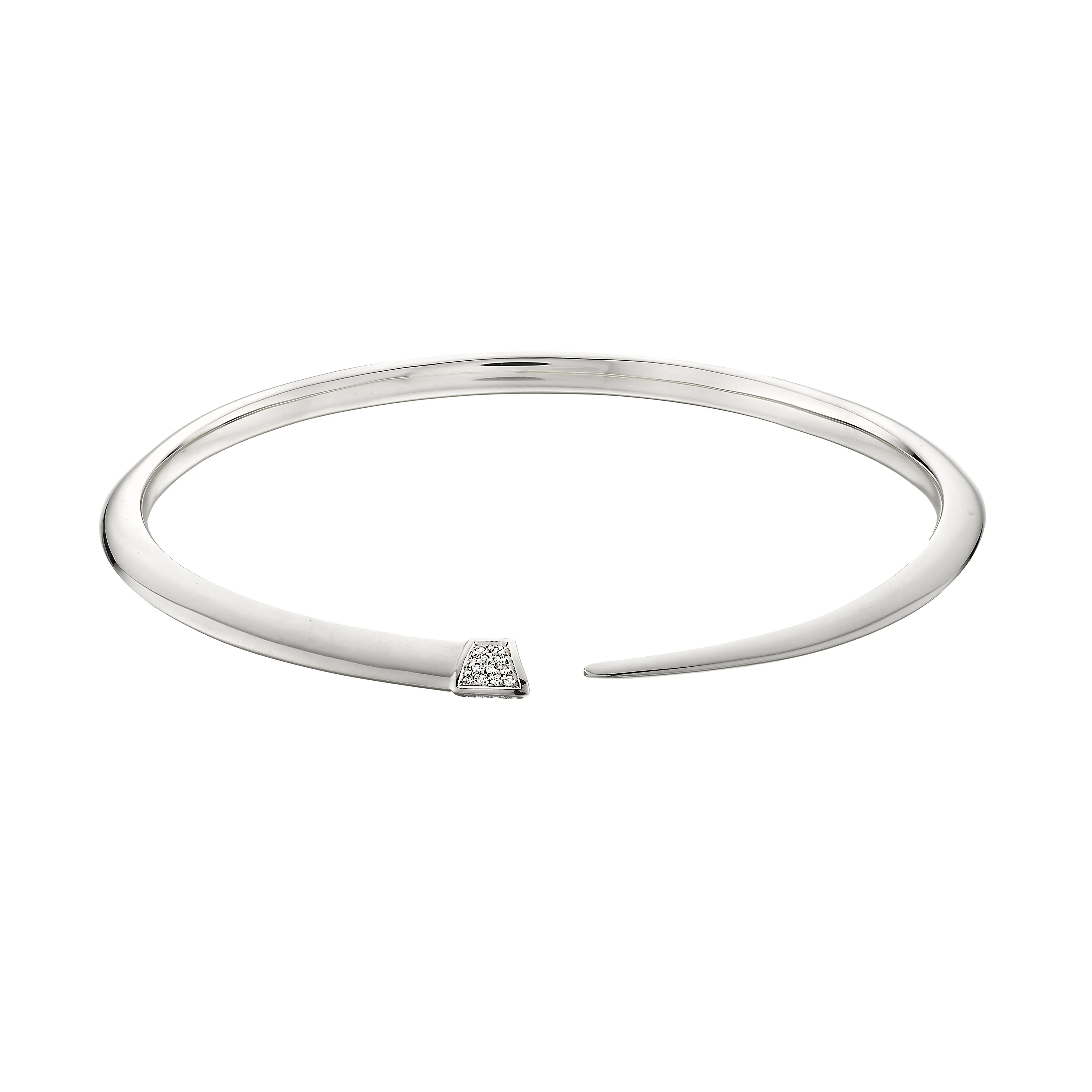 Sabre Slim Bangle - Silver & Diamond Pavé