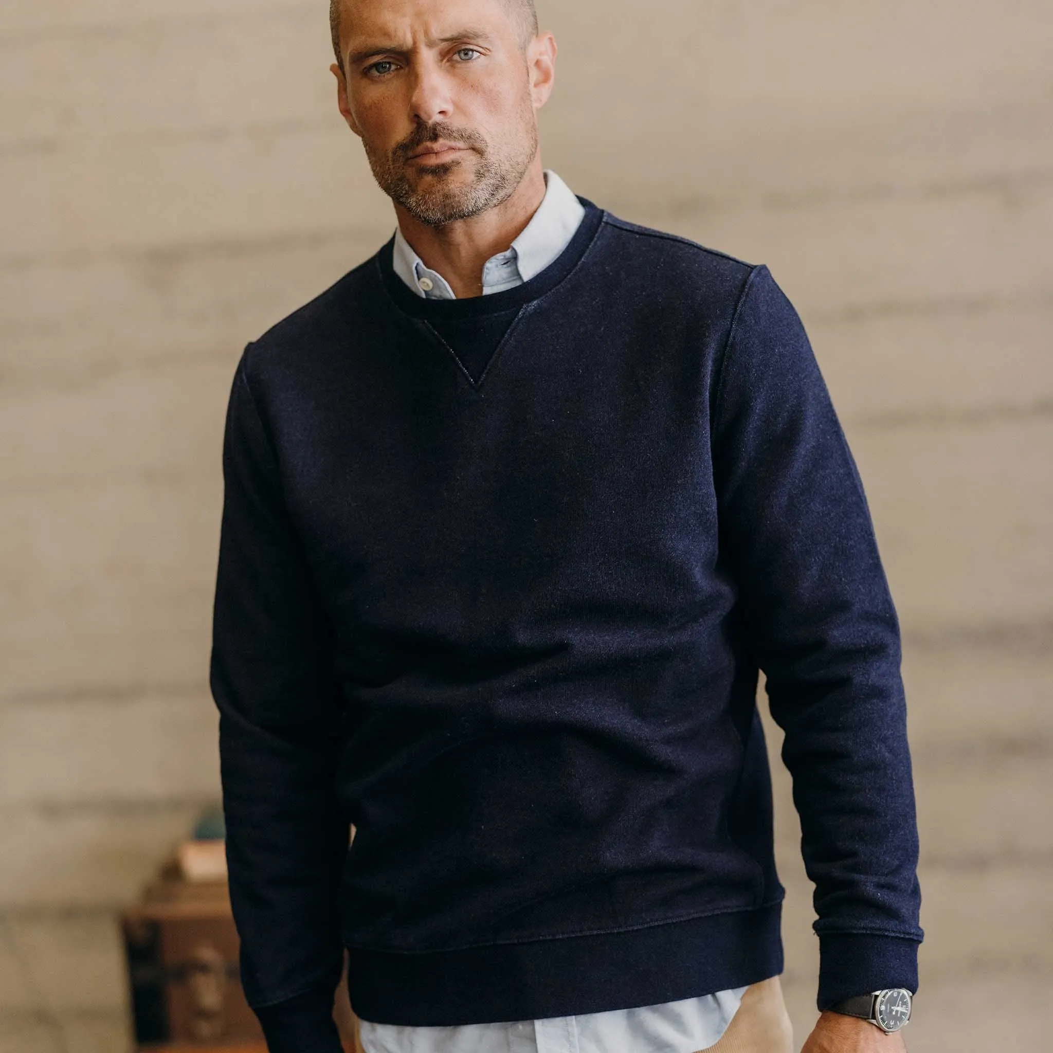 The Apres Crew in Rinsed Indigo Terry