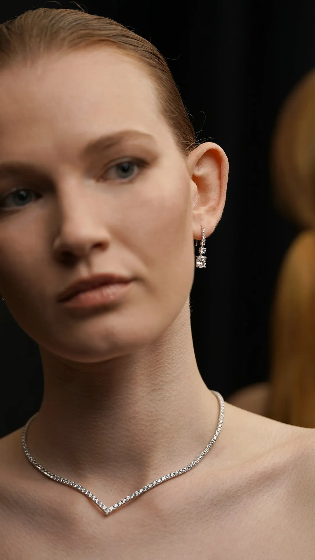 Thea Drop Oval White Gold Plated