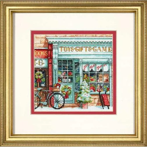 TOY SHOPPE, Counted Cross Stitch Kit, 18 count white cotton Aida, DIMENSIONS, Gold Petite Collection (70-08900)