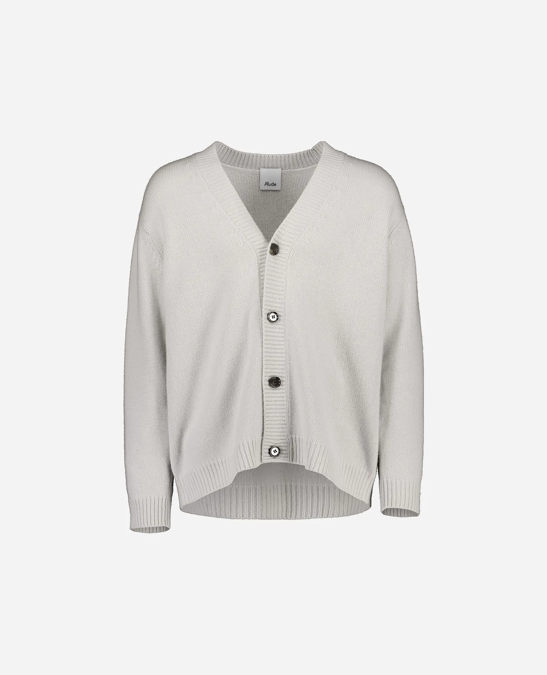 V-Strickjacke aus Cashmere-Mischung in Grau