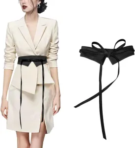 woman obi belt for dress wide Waspie Corset Belt lace-up satin black waist Belt for ladies