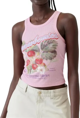 Women Y2k Fruit Graphic Tank Top Sleeveless Crew Neck Letter Print Baby Tee Summer Cute Going Out Retro Basic Vest