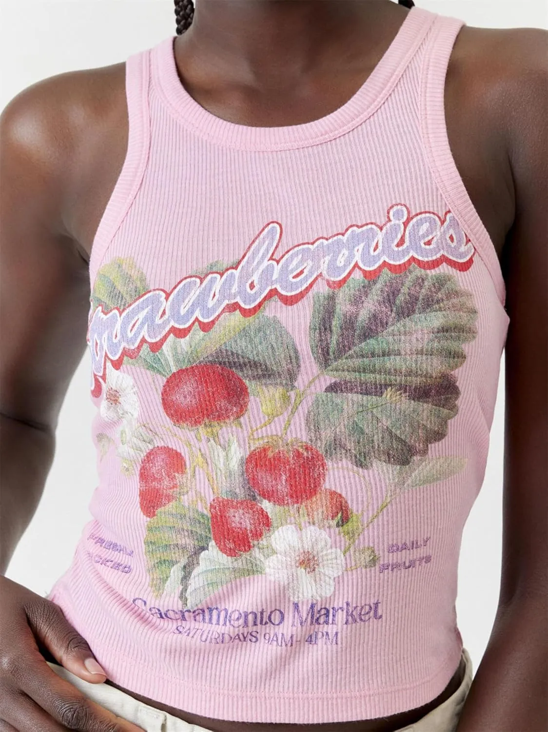 Women Y2k Fruit Graphic Tank Top Sleeveless Crew Neck Letter Print Baby Tee Summer Cute Going Out Retro Basic Vest