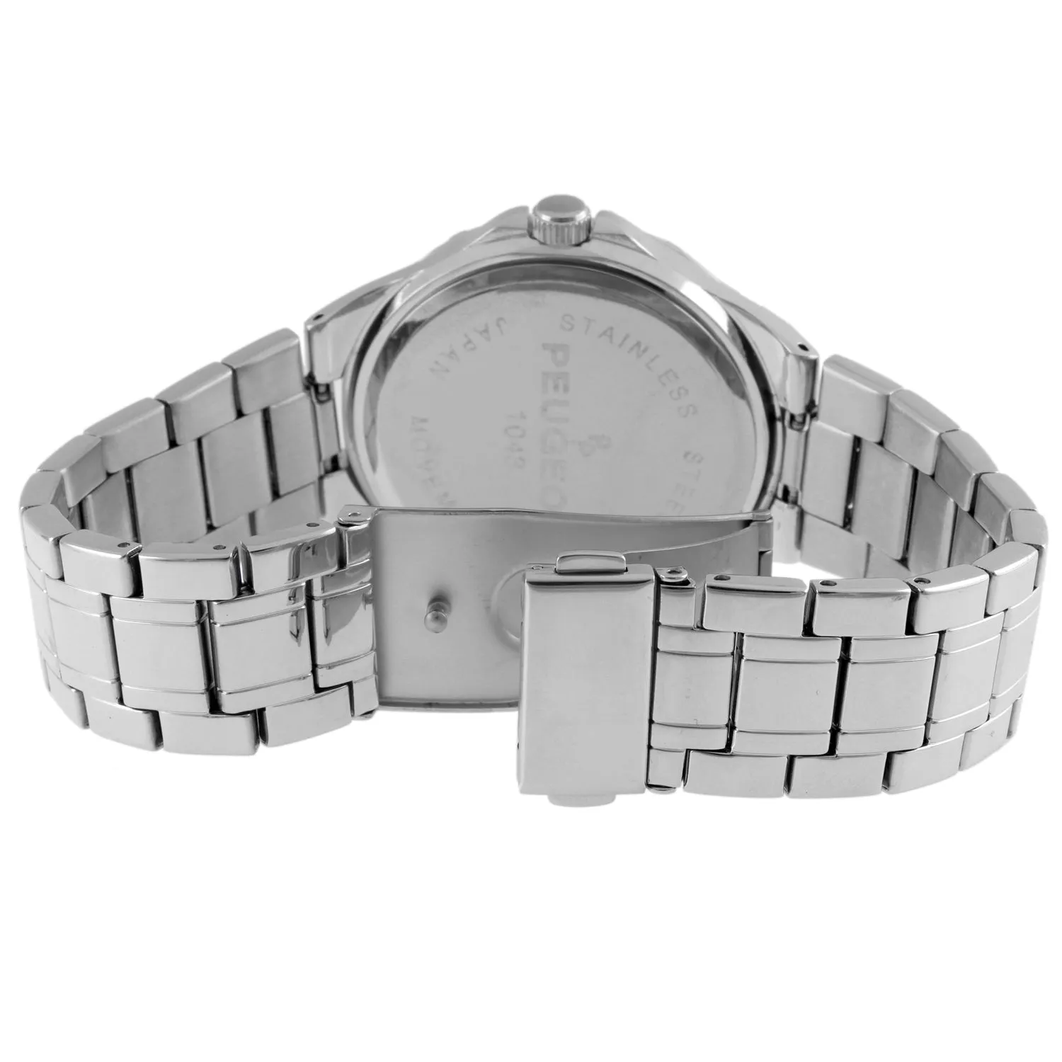 Womens 40mm Round Silver-Tone Crystal Accented Bracelet Watch