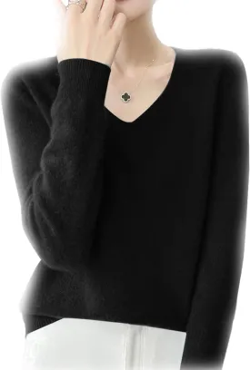 Womens Cashmere Sweaters: Cashmere Sweaters for Women, 100% Cashmere Soft V Neck Warm Luxurious Lightweight Long Sleeve