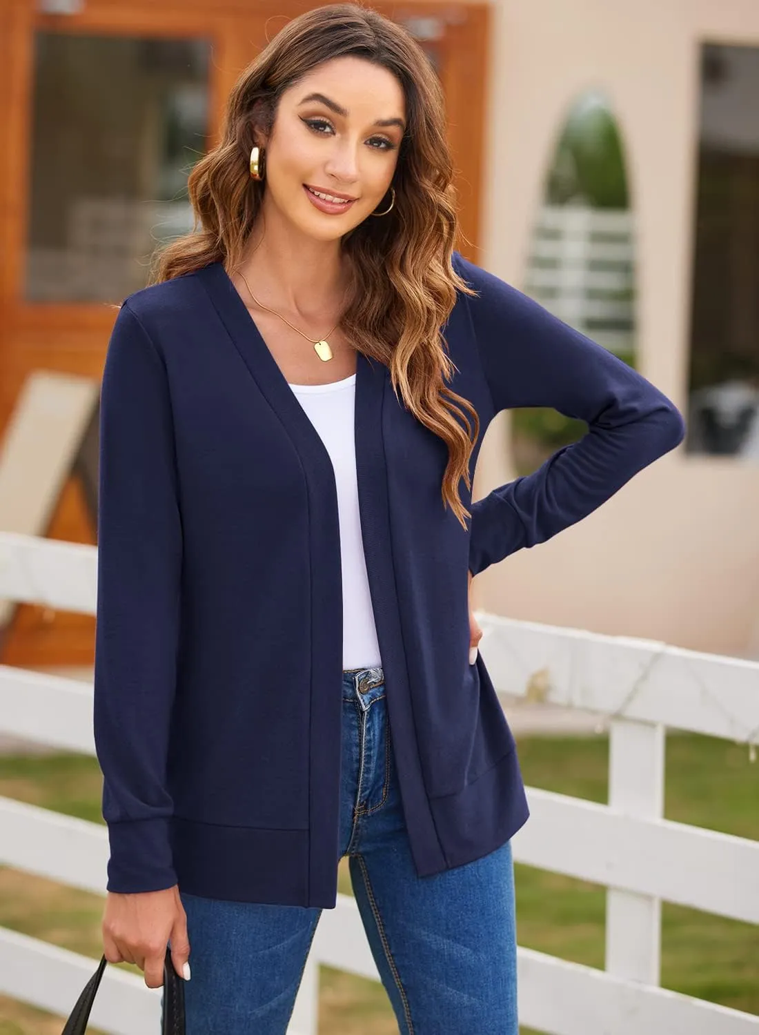 Womens Casual Lightweight Long Sleeve Cardigan Flowy Soft Open Front Knit Cardigan Sweaters