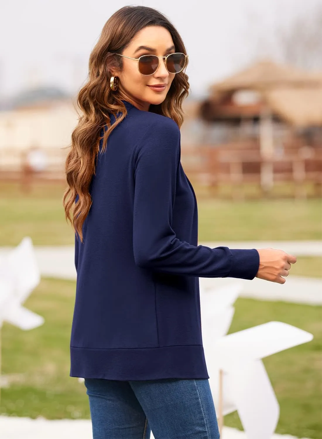 Womens Casual Lightweight Long Sleeve Cardigan Flowy Soft Open Front Knit Cardigan Sweaters