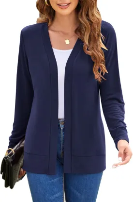 Womens Casual Lightweight Long Sleeve Cardigan Flowy Soft Open Front Knit Cardigan Sweaters