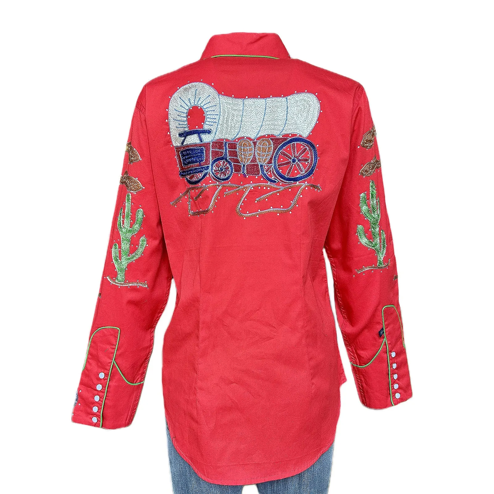 Women's Porter Wagoner Red Embroidered Western Shirt