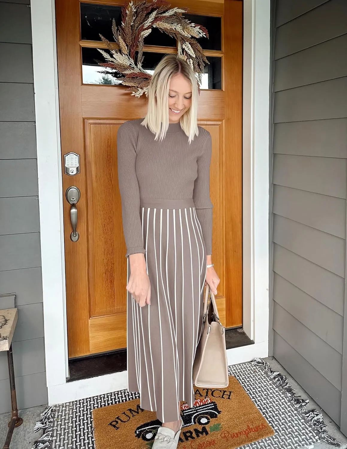 Womens Spring Turtleneck Long Sleeve Sweater Dress Tie Waist Casual Loose Ribbed Knit A Line Midi Dresses